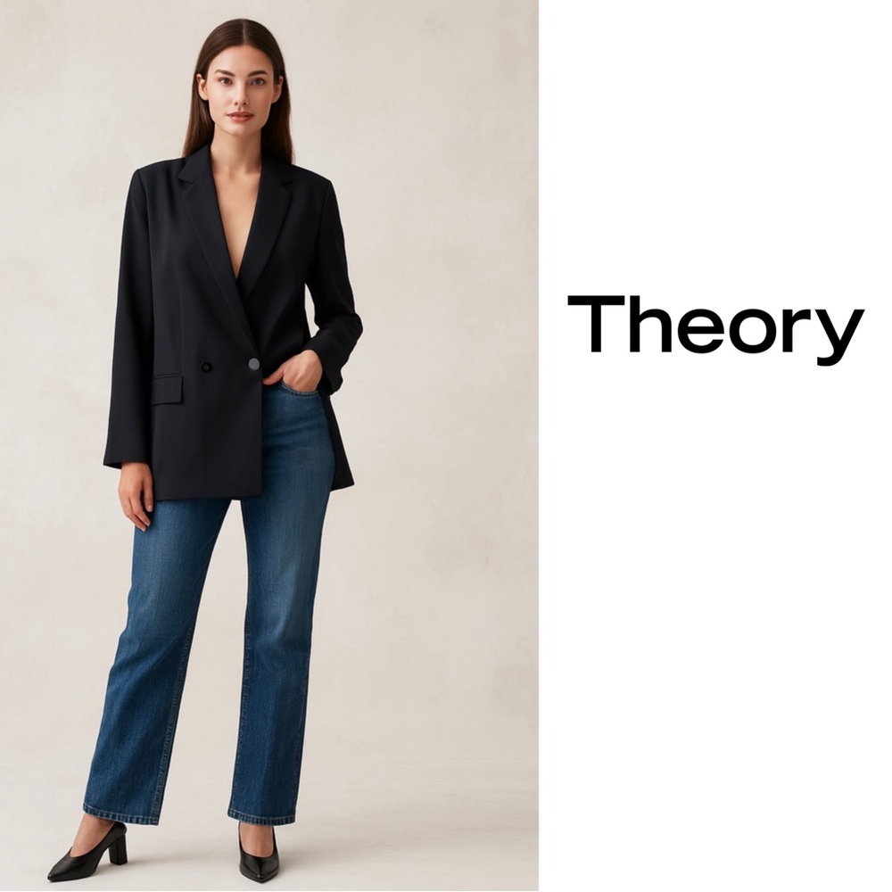 NEW Theory Midnight Double-Breasted DB Boy Blazer